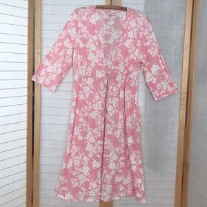 Large Garnet Hill Organic Cotton robe pink floral